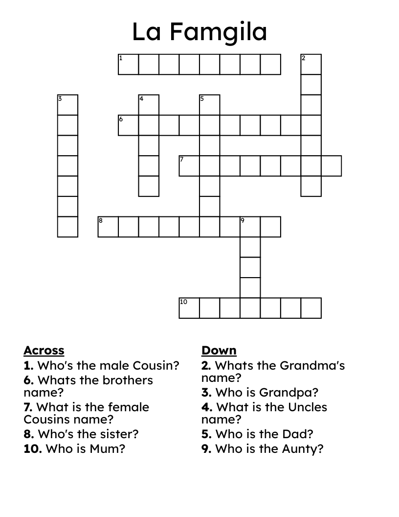 La Famgila Crossword