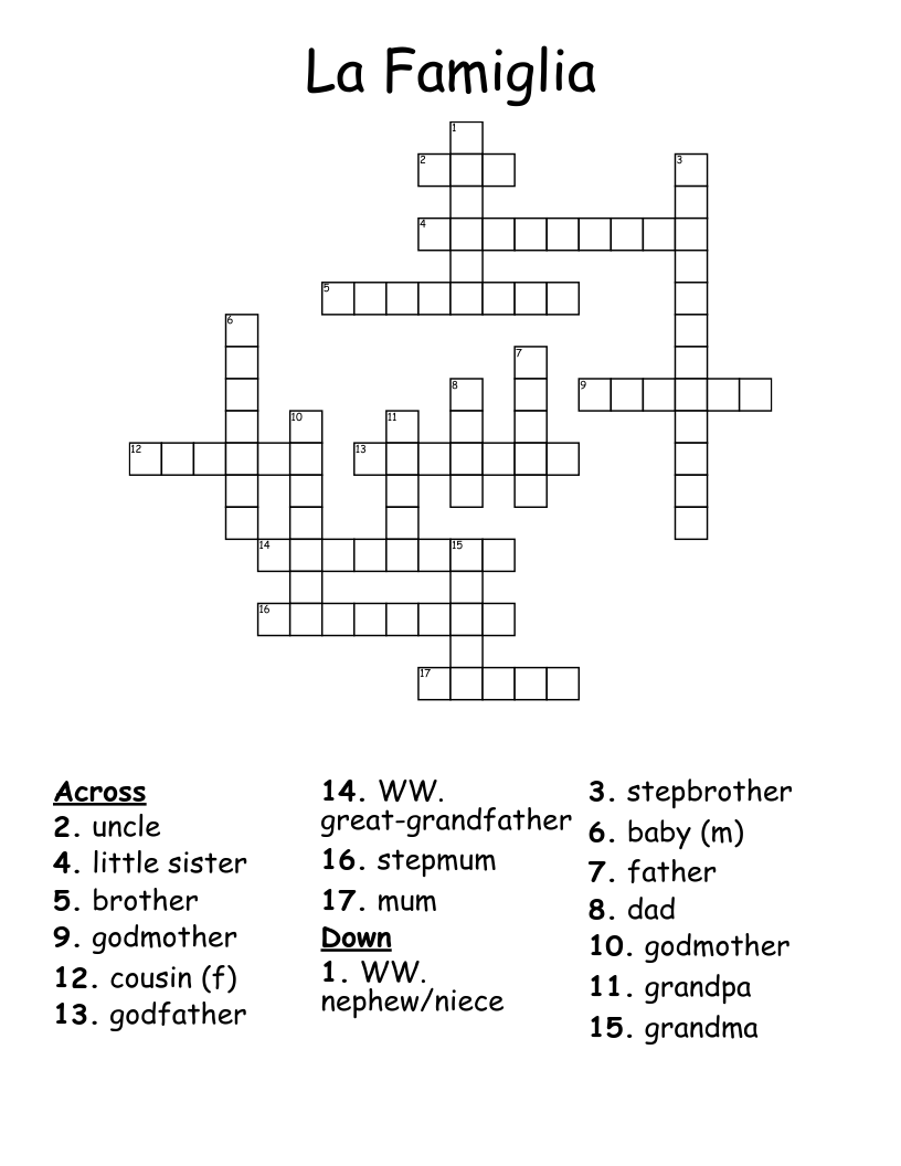 La Famiglia Crossword