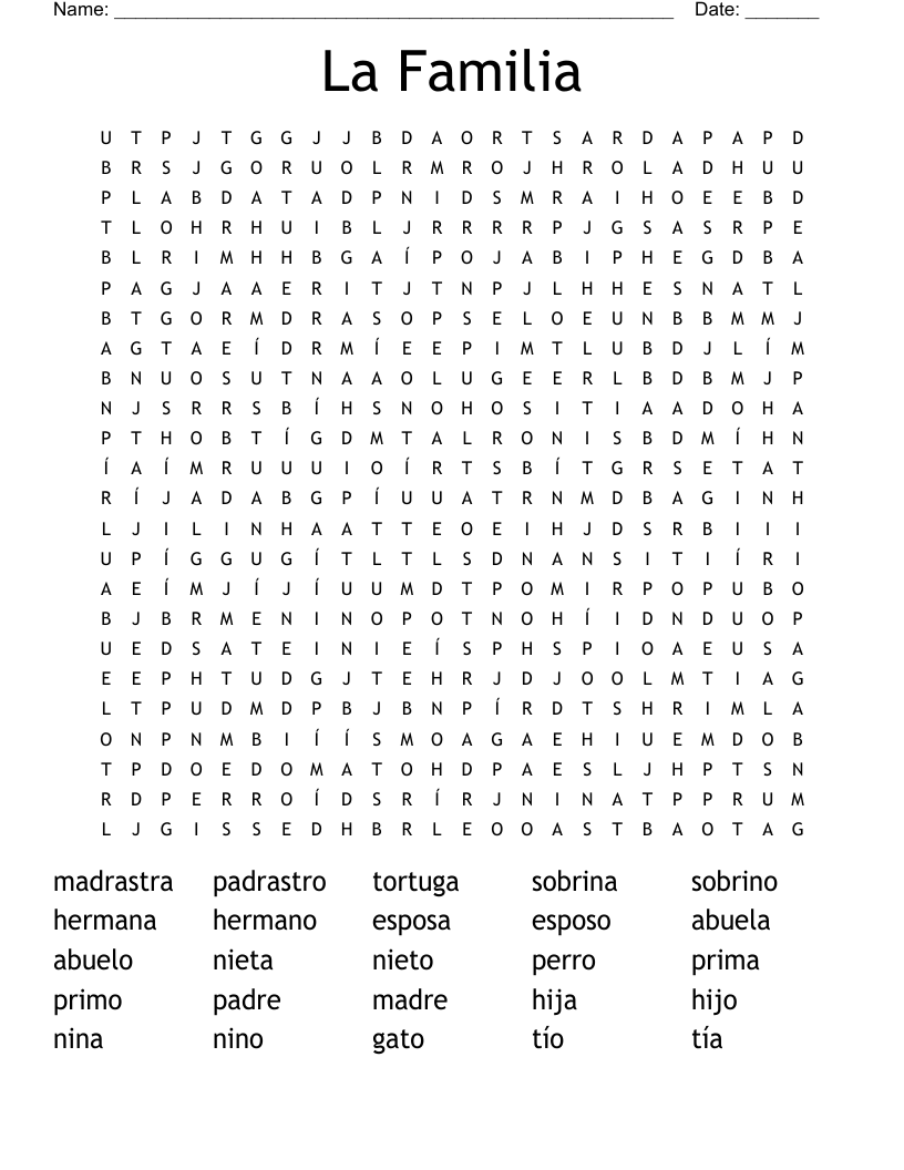 La Familia Word Search