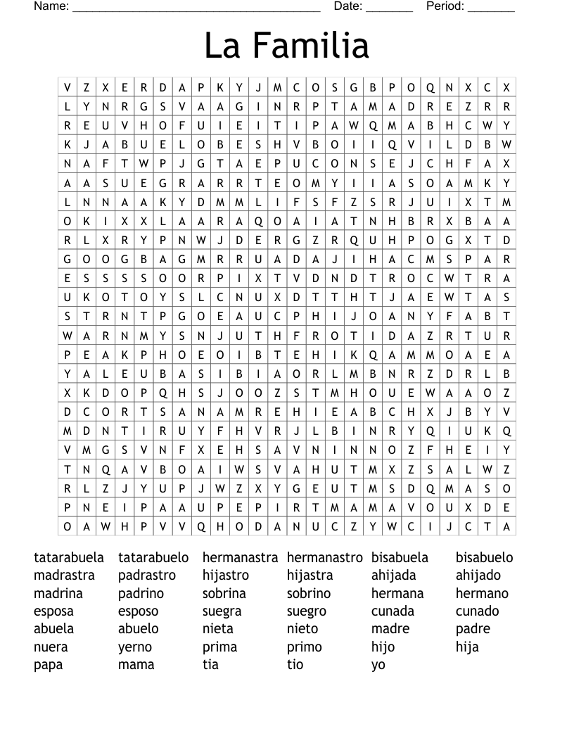 La Familia Word Search