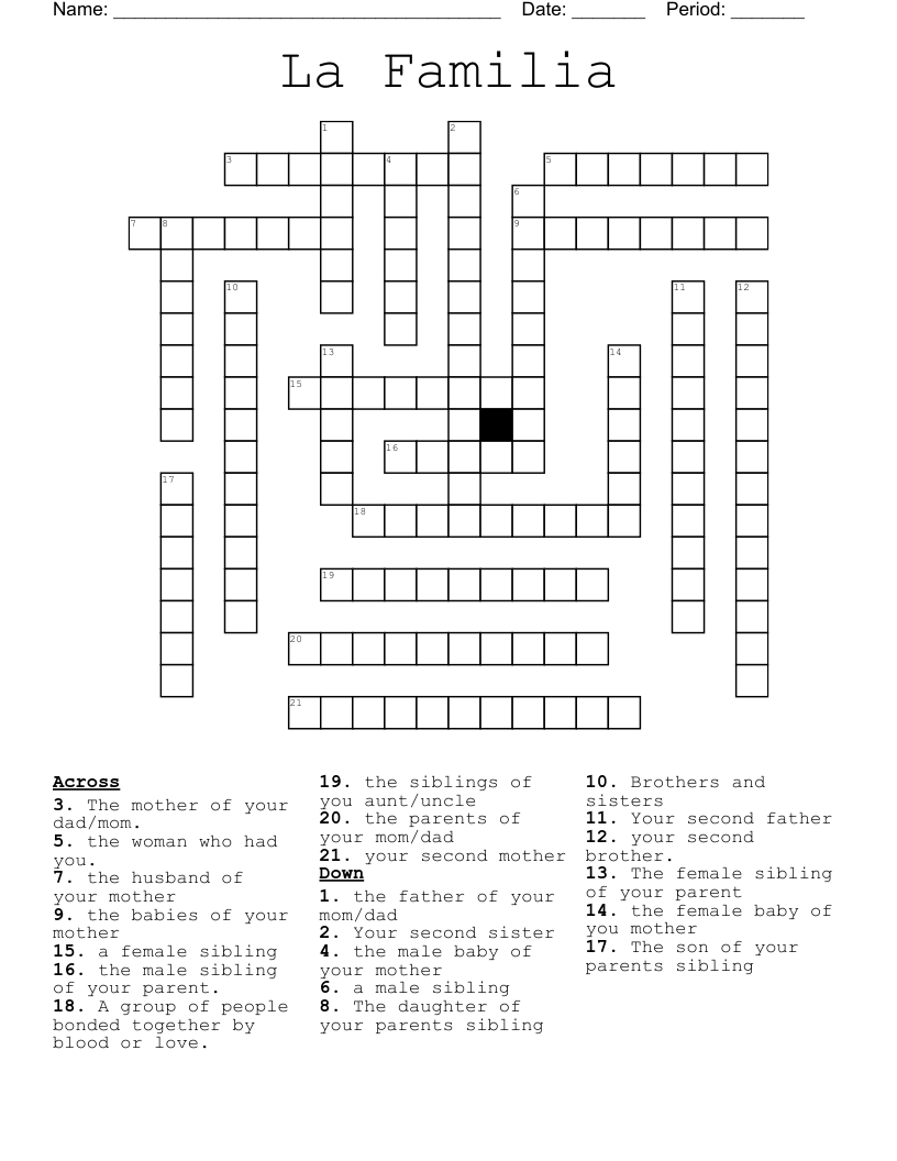 La Familia Crossword