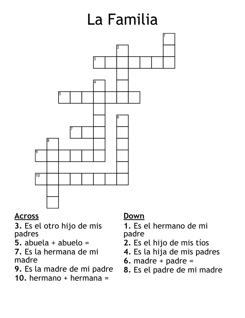 La Familia Crossword