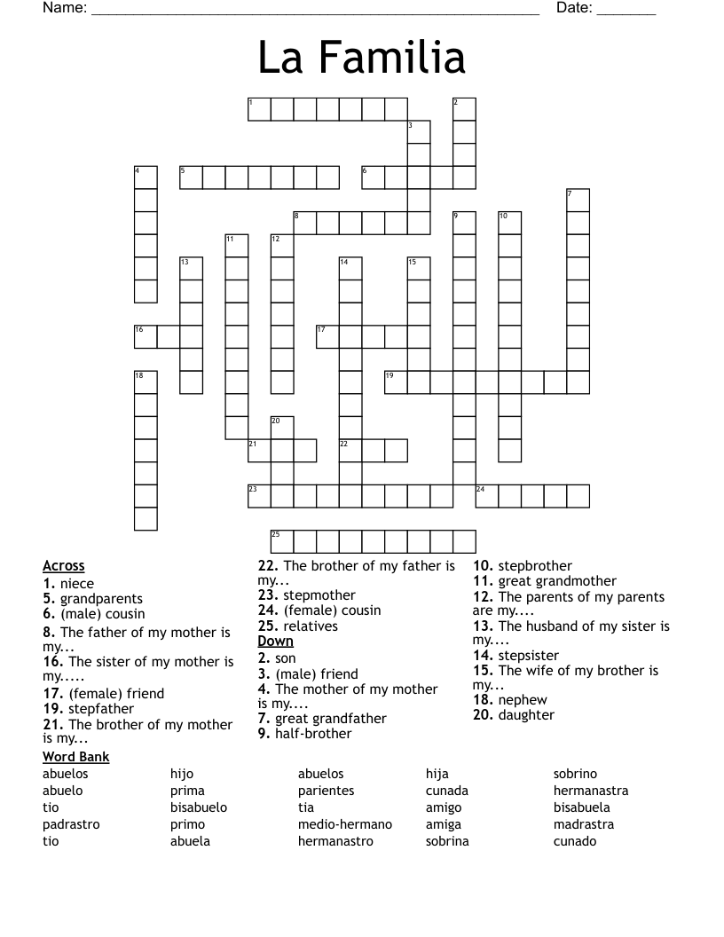 La Familia Crossword