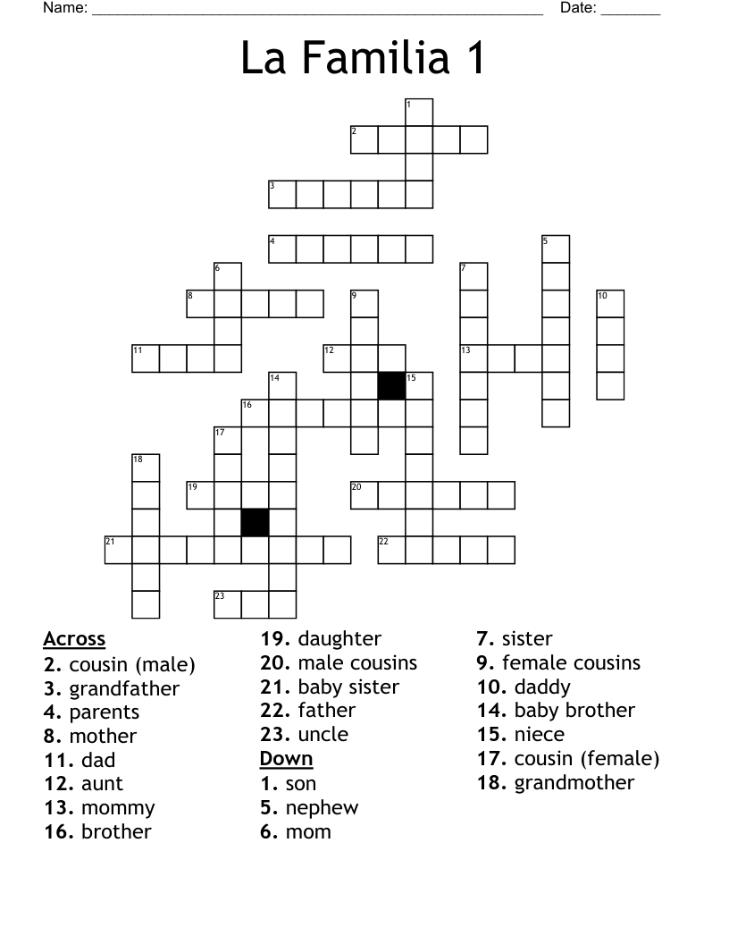 La Familia 1 Crossword
