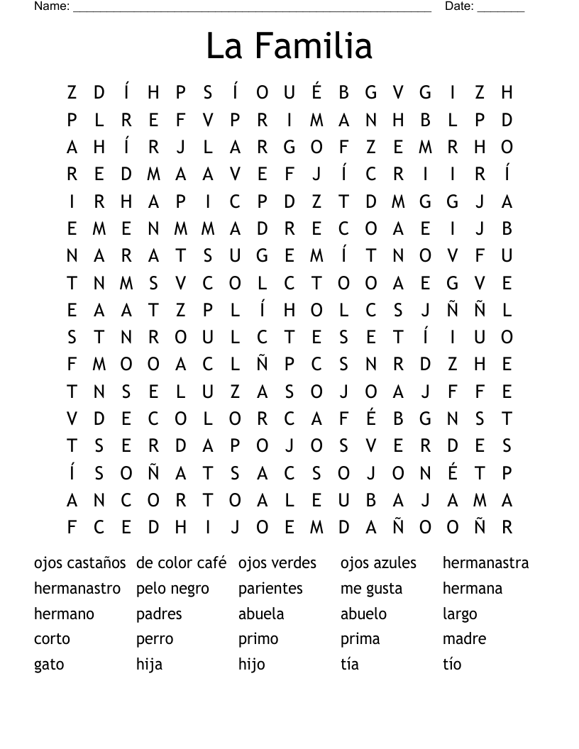 La Familia Word Search