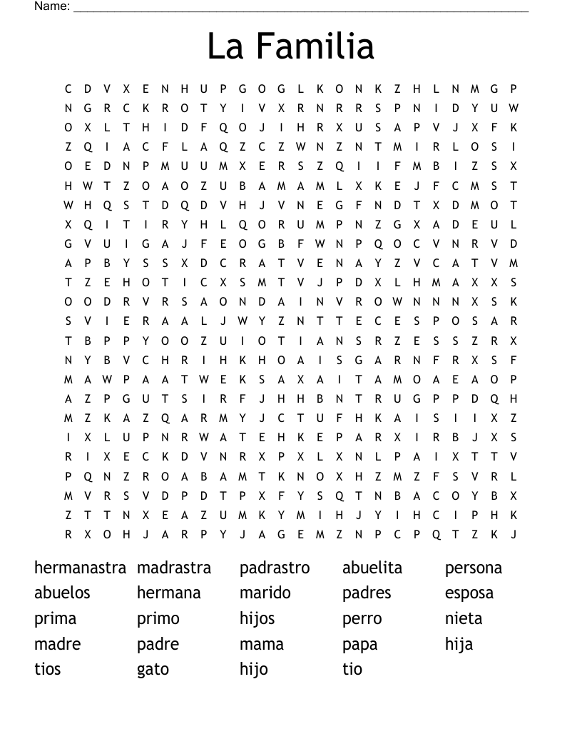 La Familia Word Search