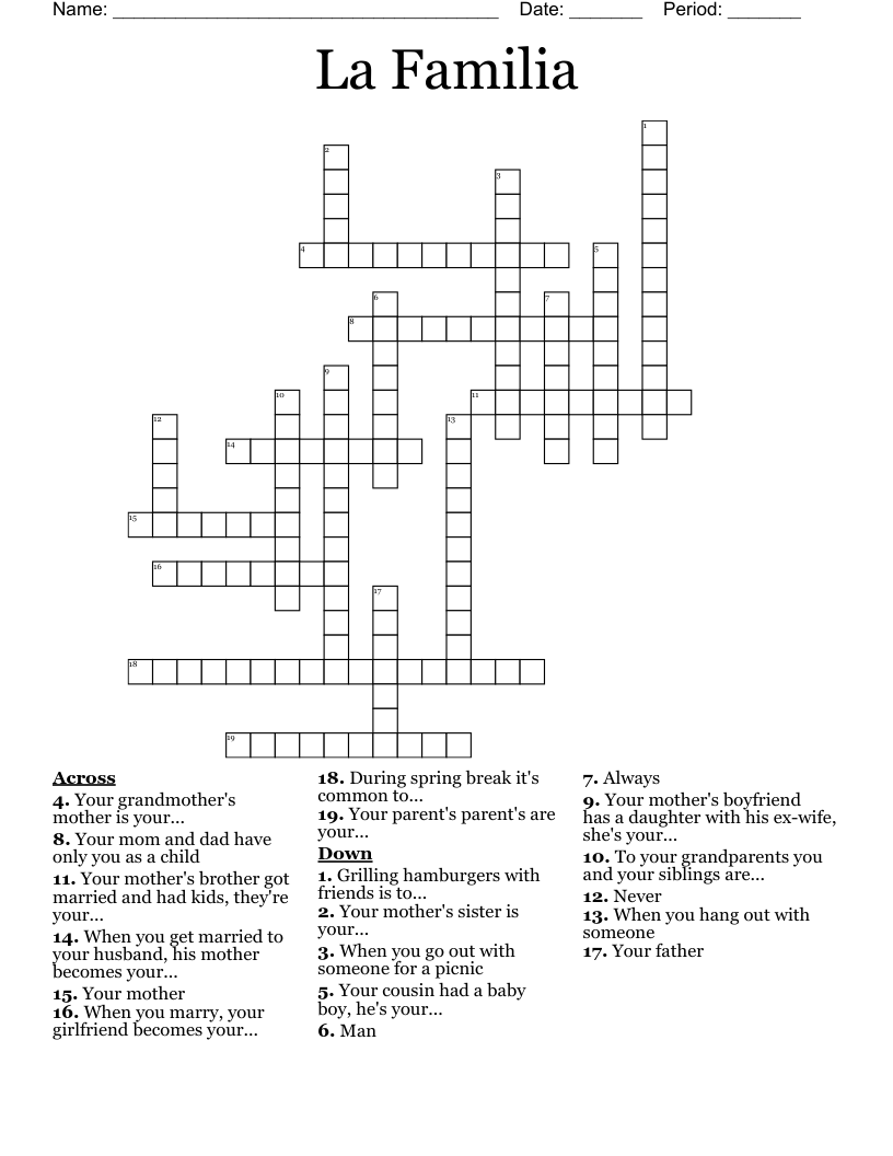 La Familia Crossword