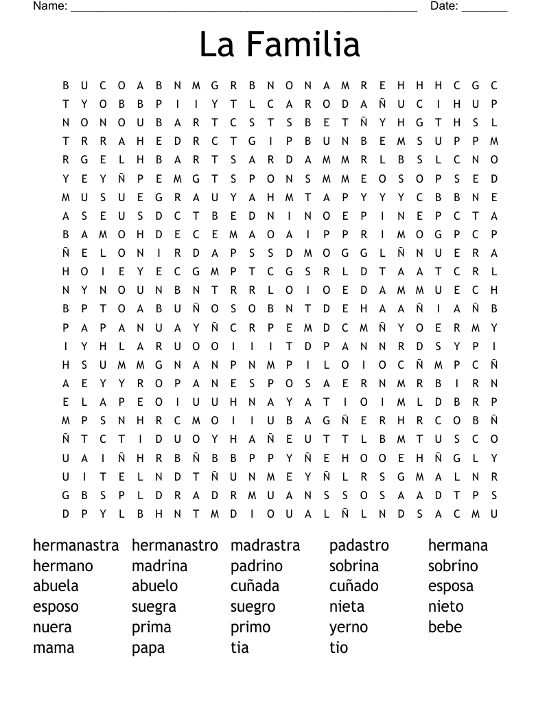 La Familia Word Search