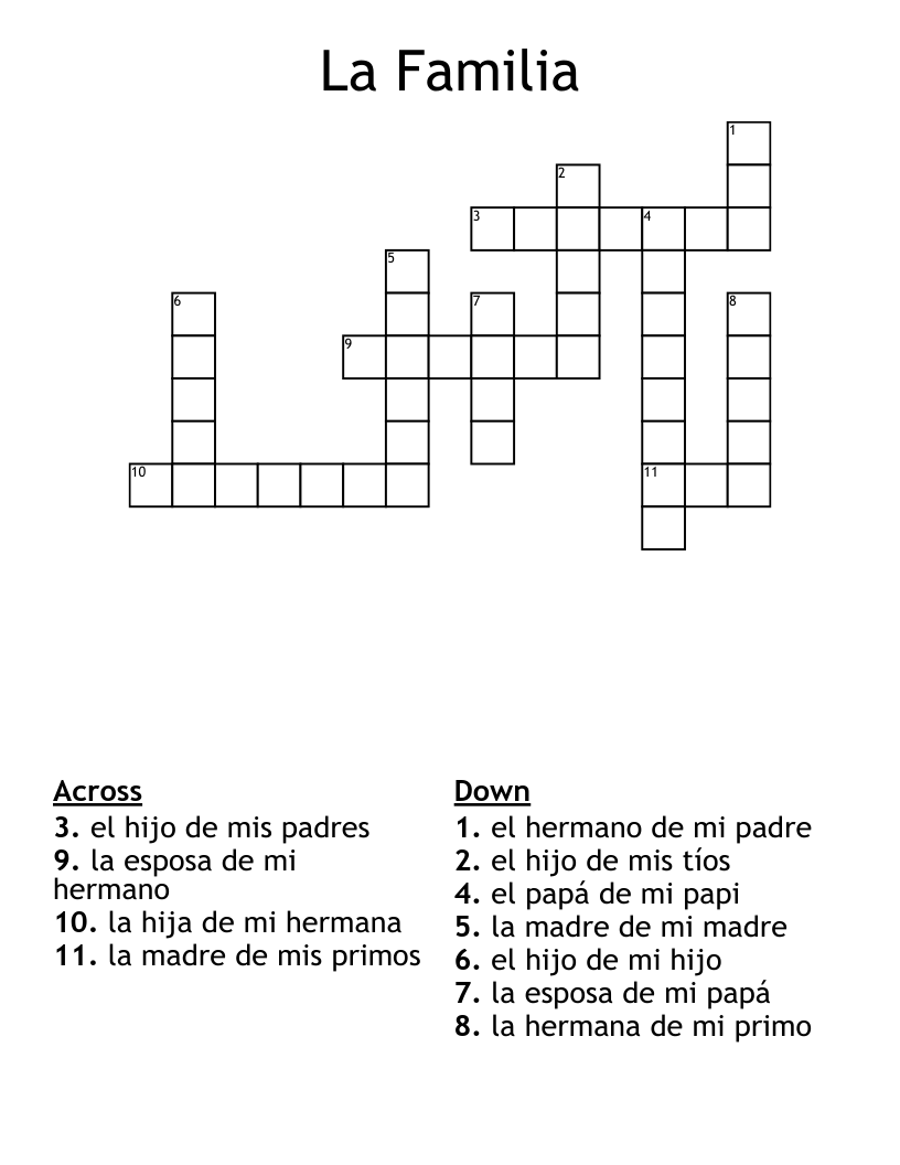 La Familia Crossword