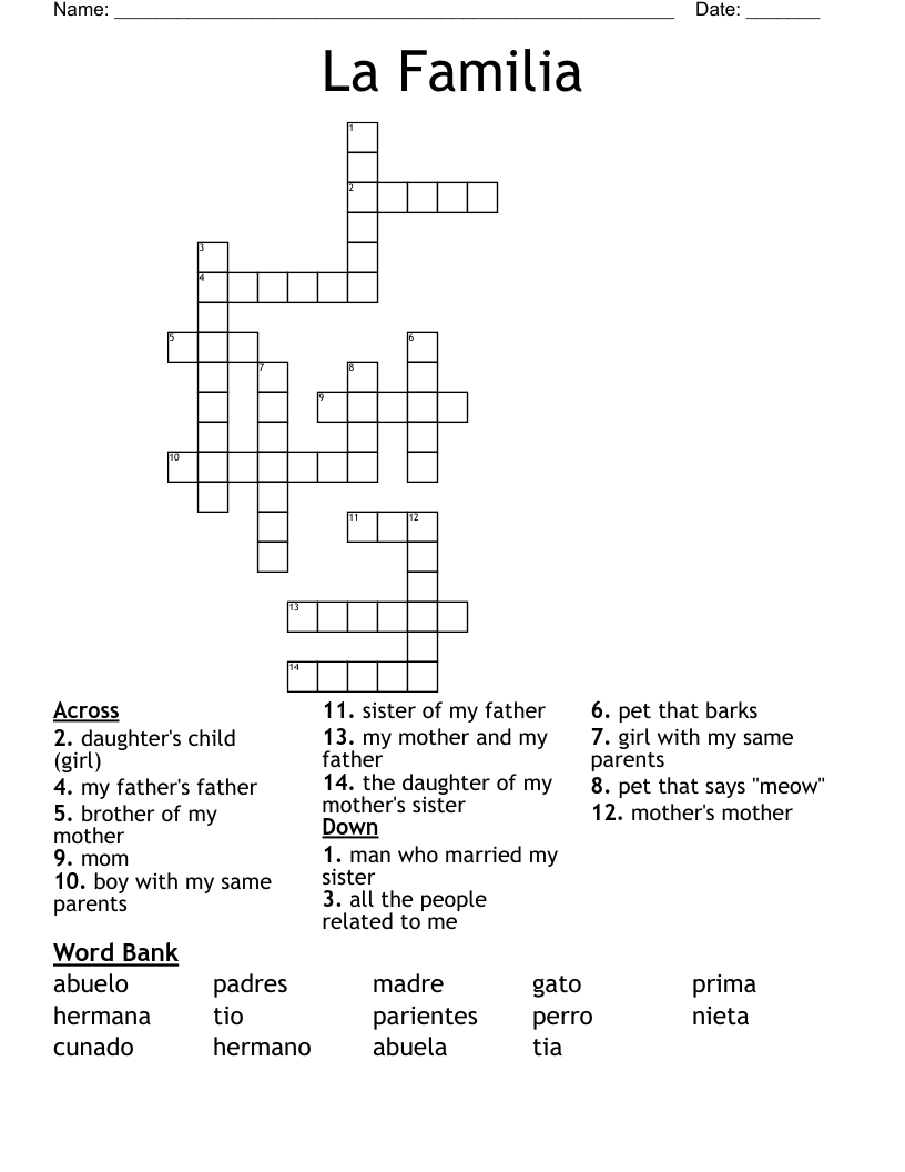 La Familia Crossword