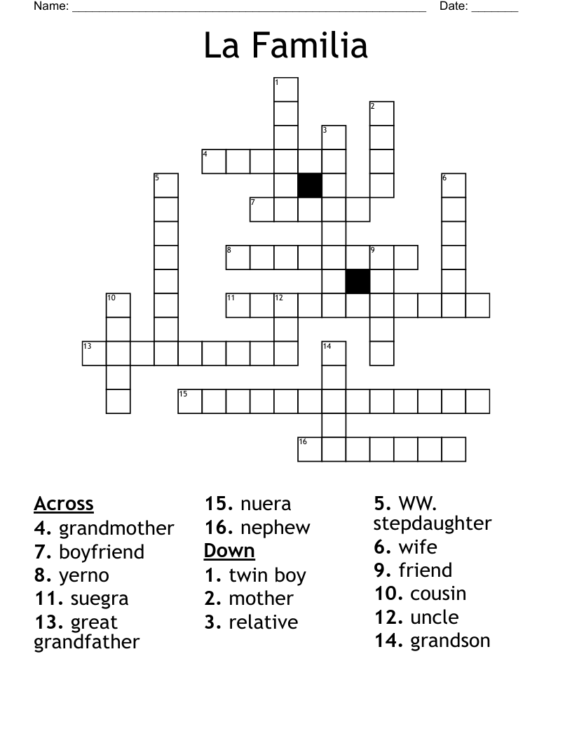 La Familia Crossword