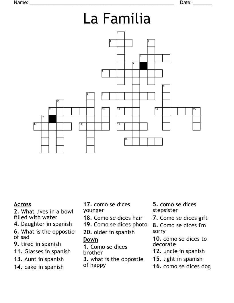 La Familia Crossword