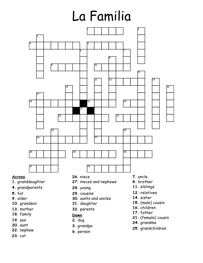 La Familia Crossword