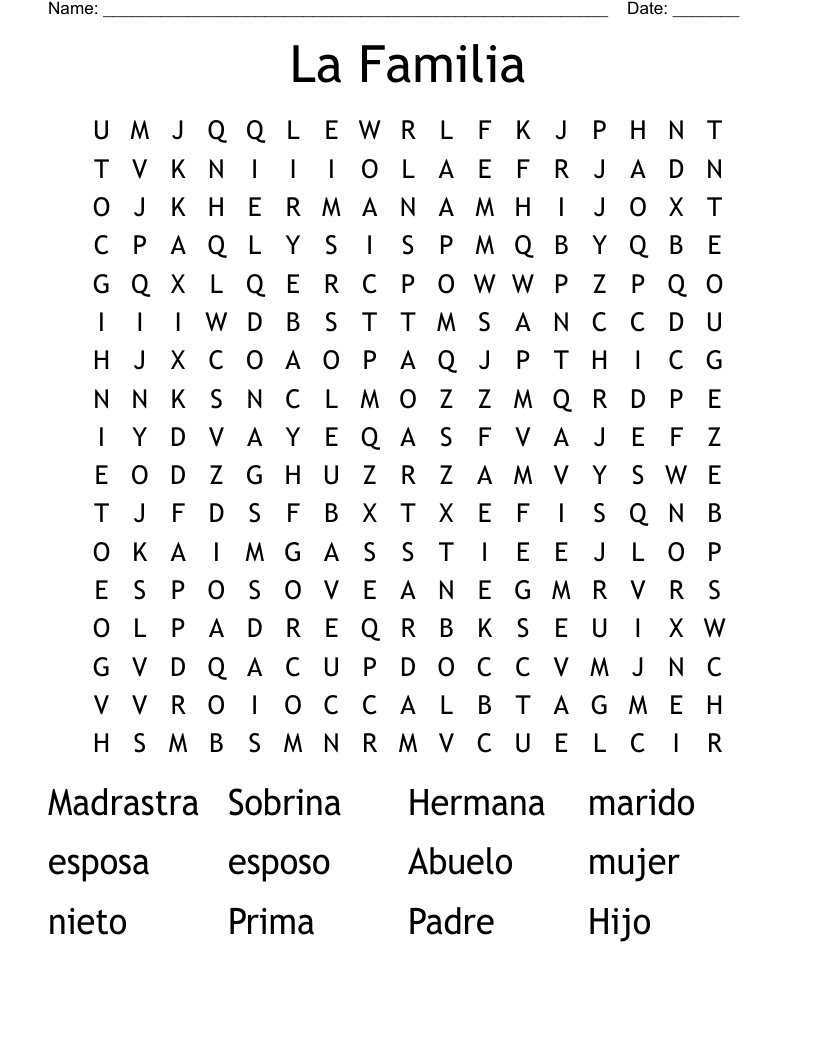 La Familia Word Search