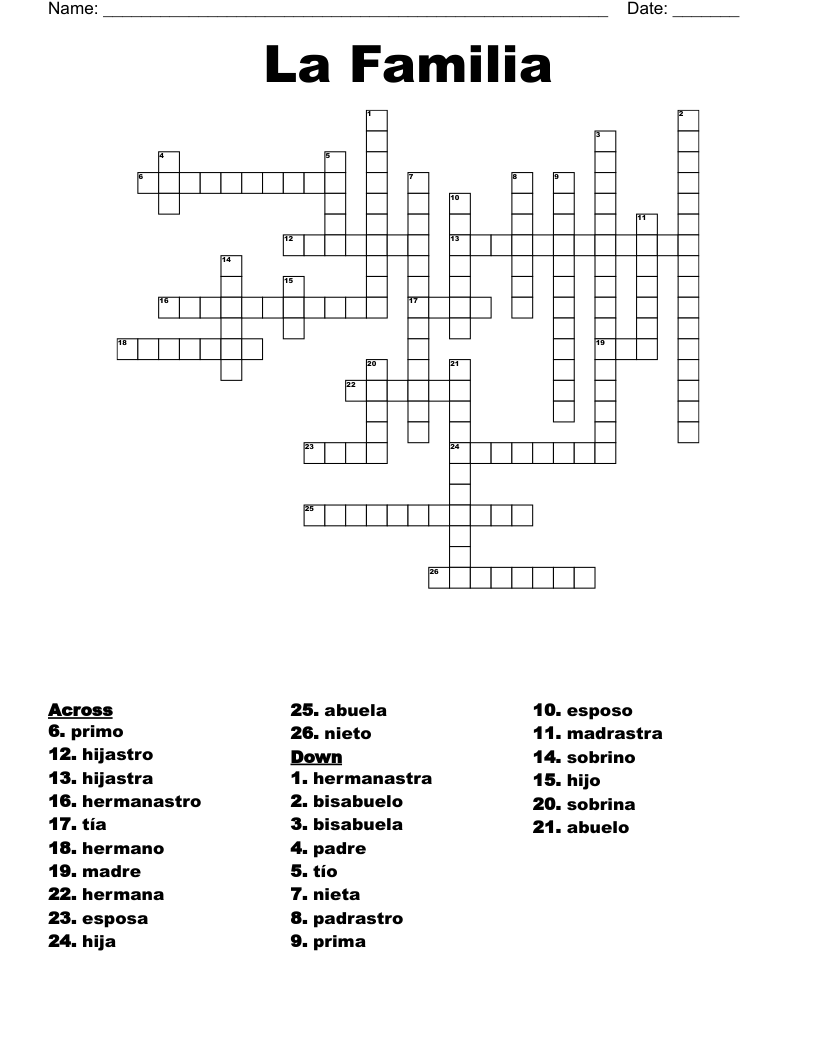 La Familia Crossword
