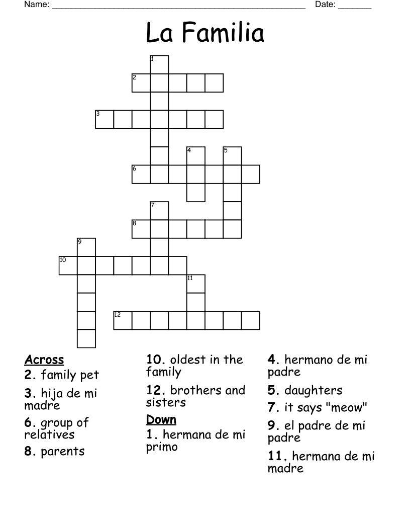 La Familia Crossword