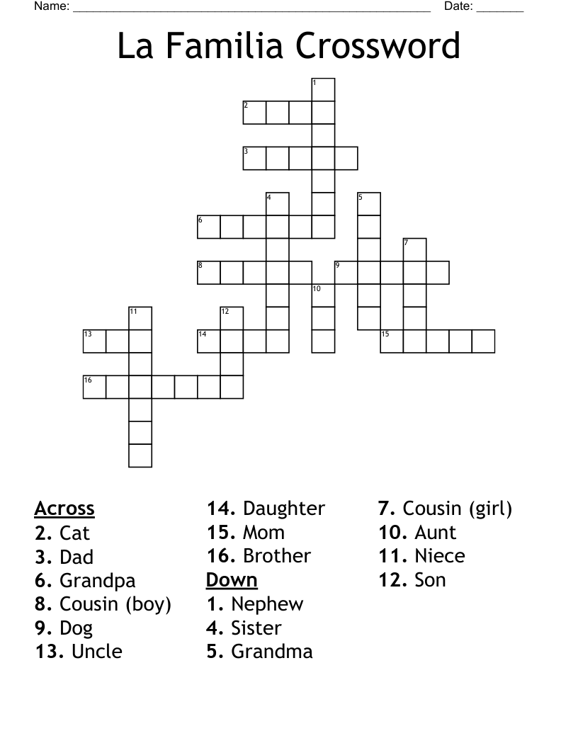 La Familia Crossword