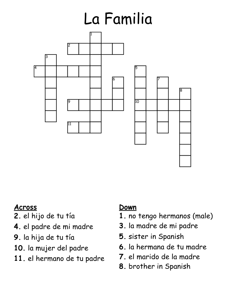 La Familia  Crossword