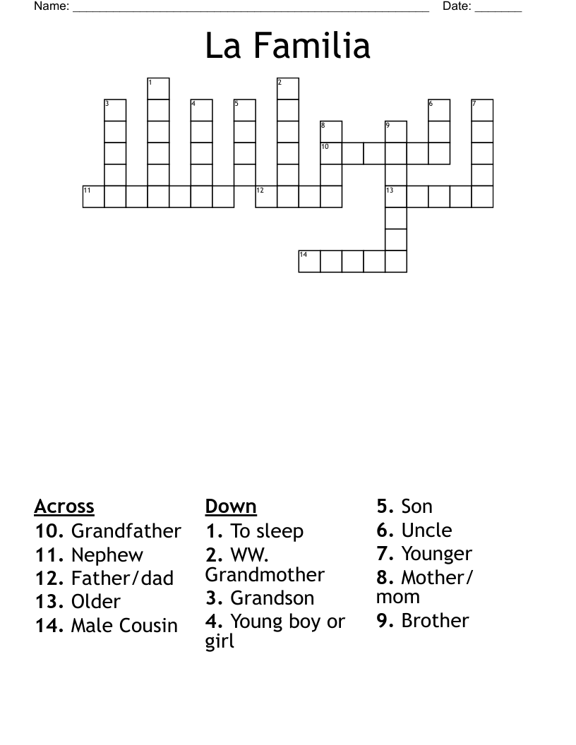 La Familia  Crossword