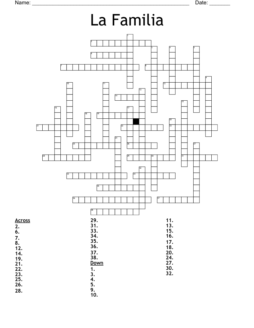 La Familia  Crossword