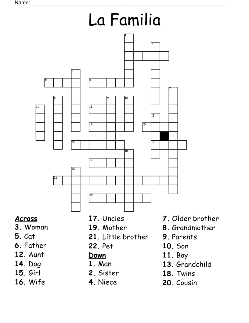 La Familia  Crossword