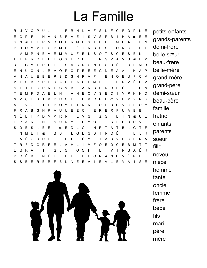 La Famille Word Search
