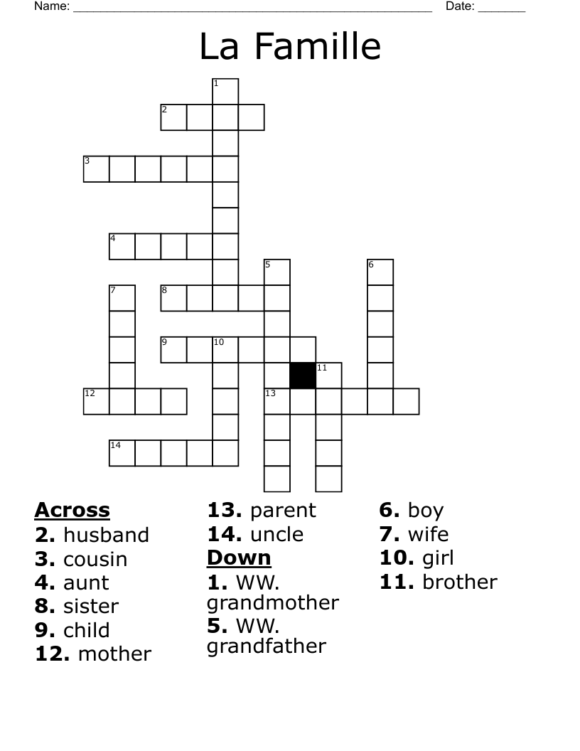 La Famille Crossword
