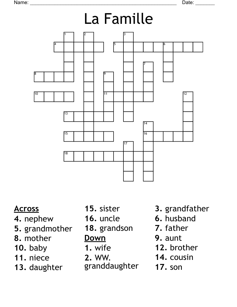 La Famille Crossword