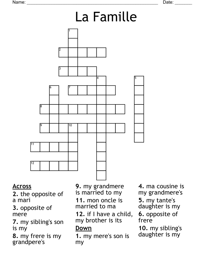 La Famille Crossword