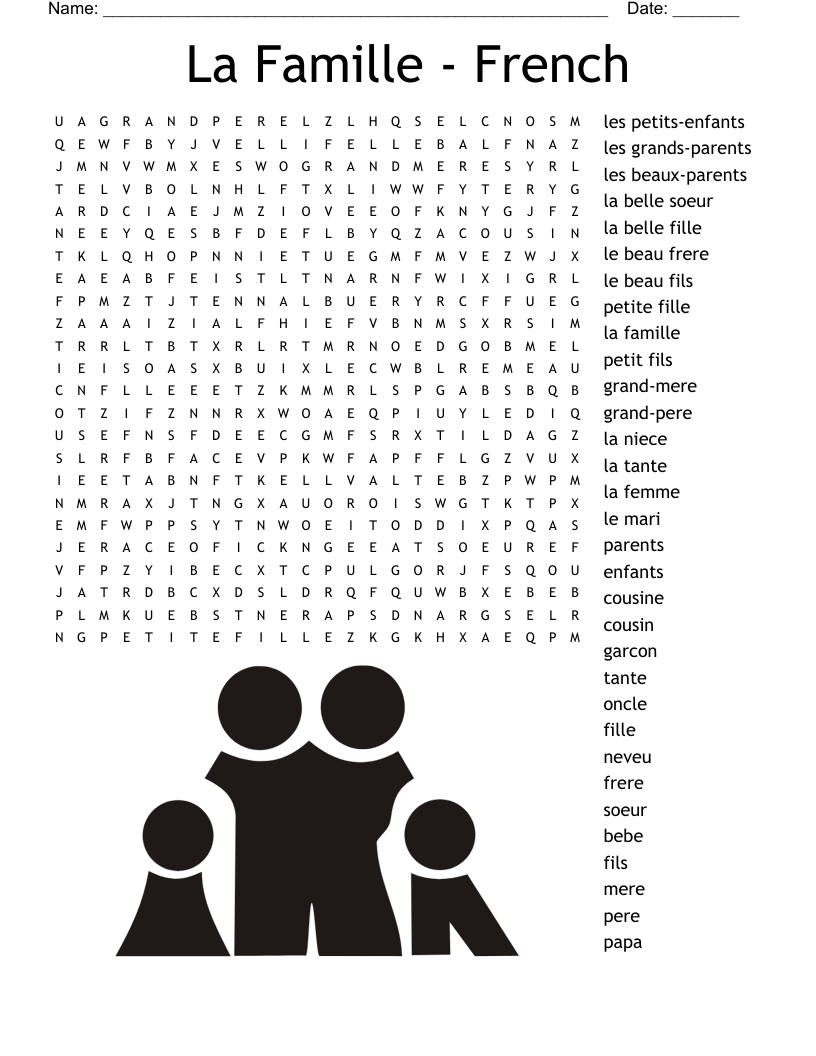 La Famille - French Word Search