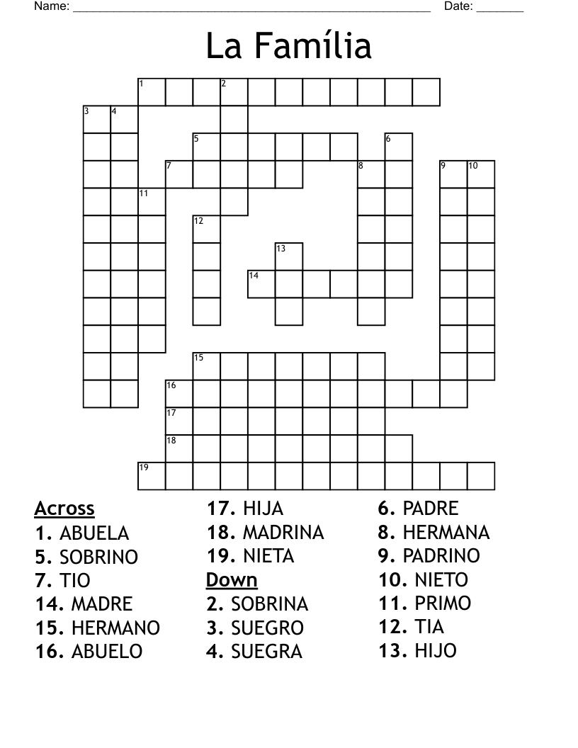 La Família Crossword