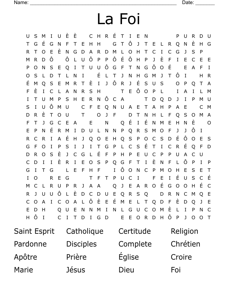 La Foi Word Search