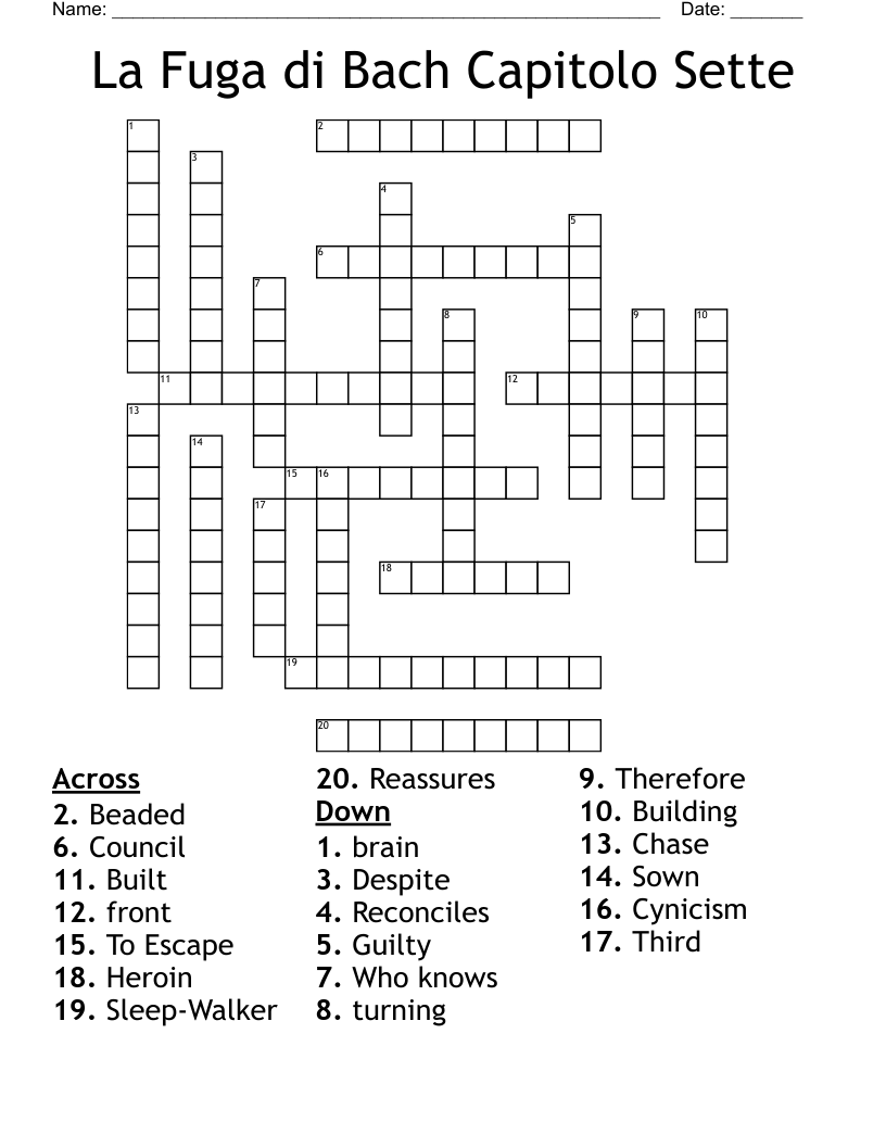 La Fuga di Bach Capitolo Sette Crossword
