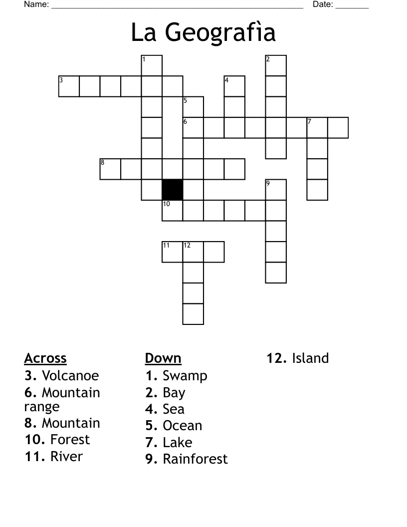 La Geografìa  Crossword