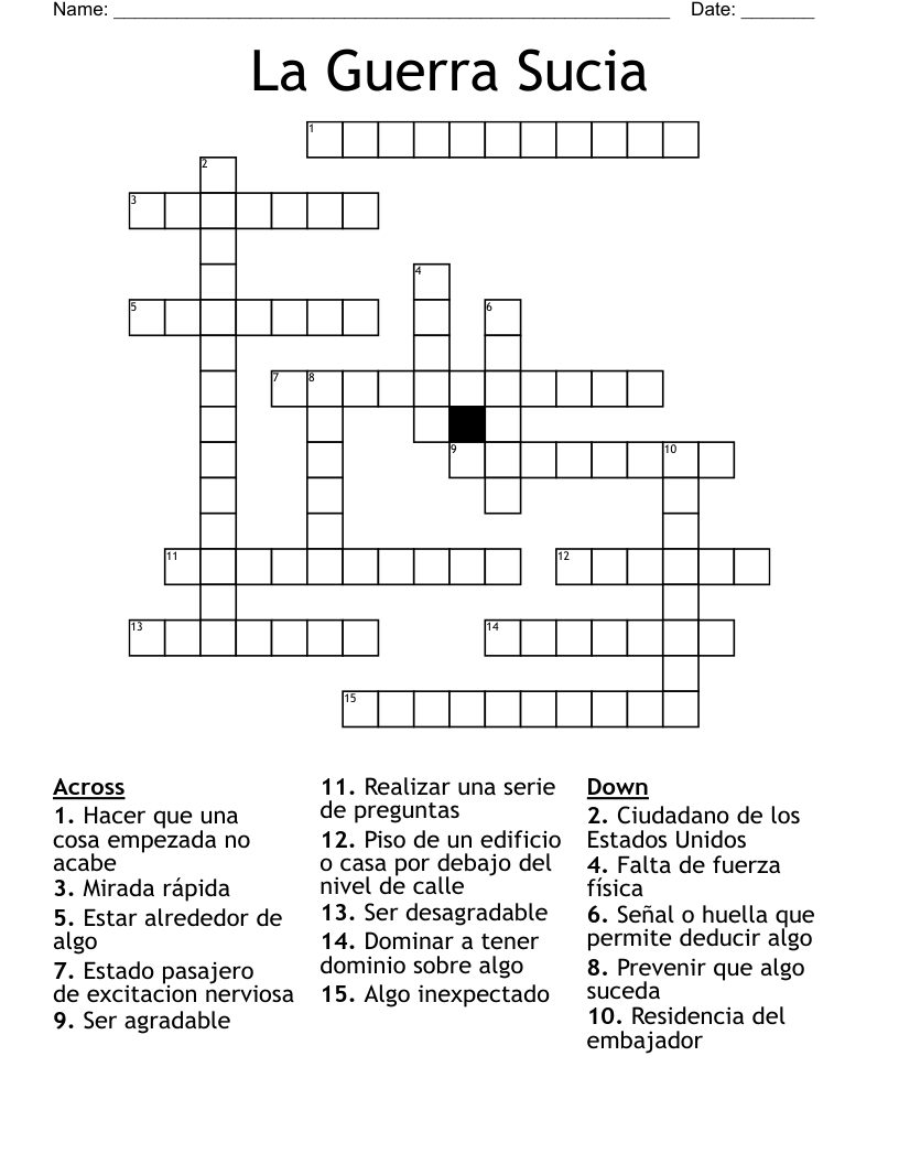 La Guerra Sucia Crossword