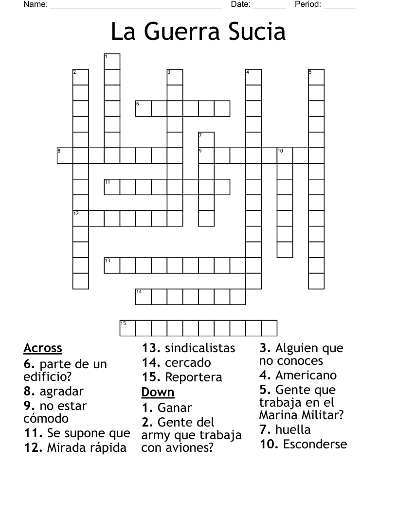 La Guerra Sucia  Crossword