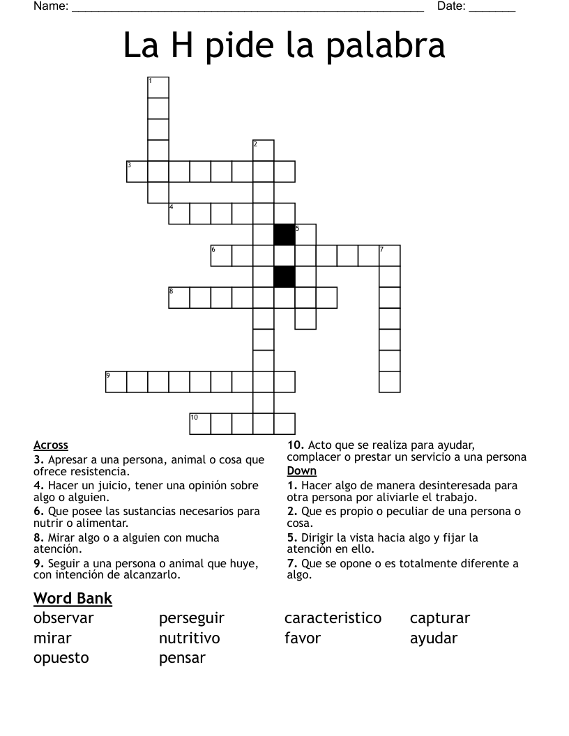 La H pide la palabra Crossword