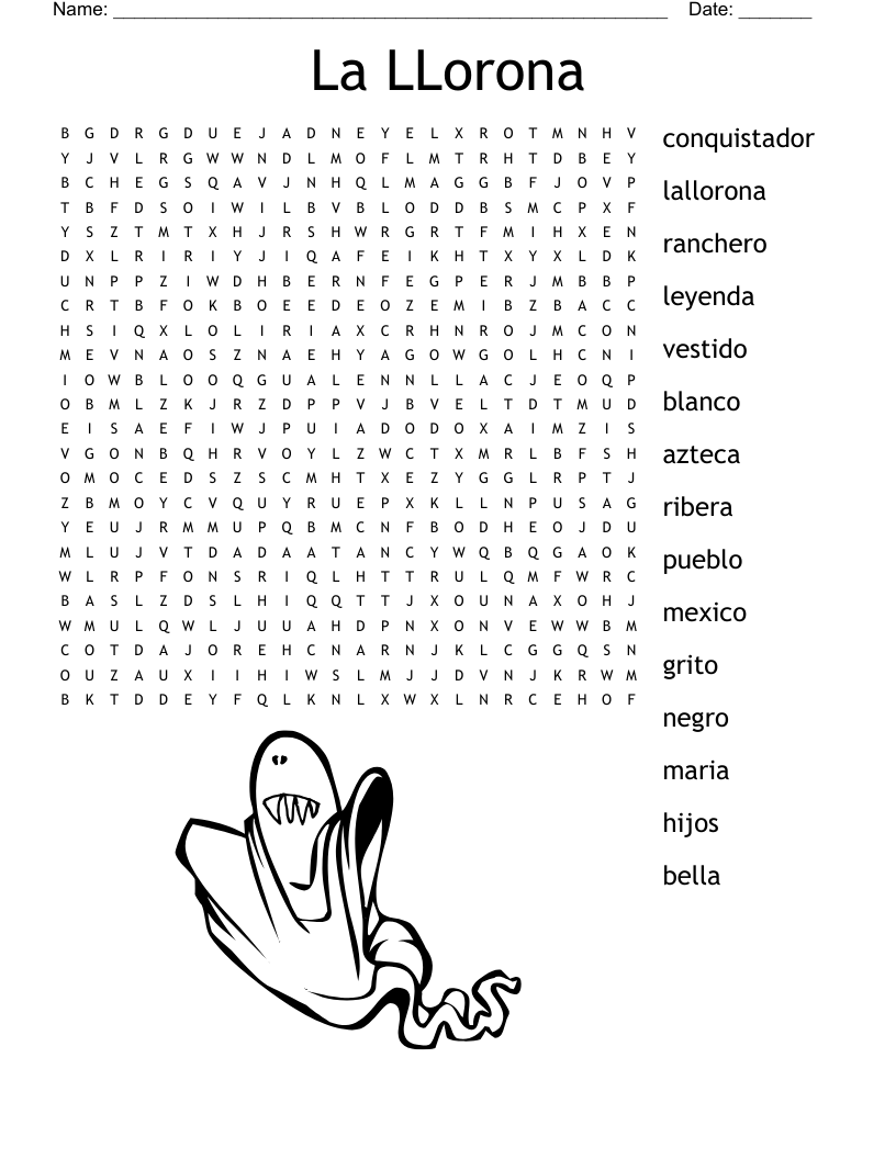 La LLorona Word Search
