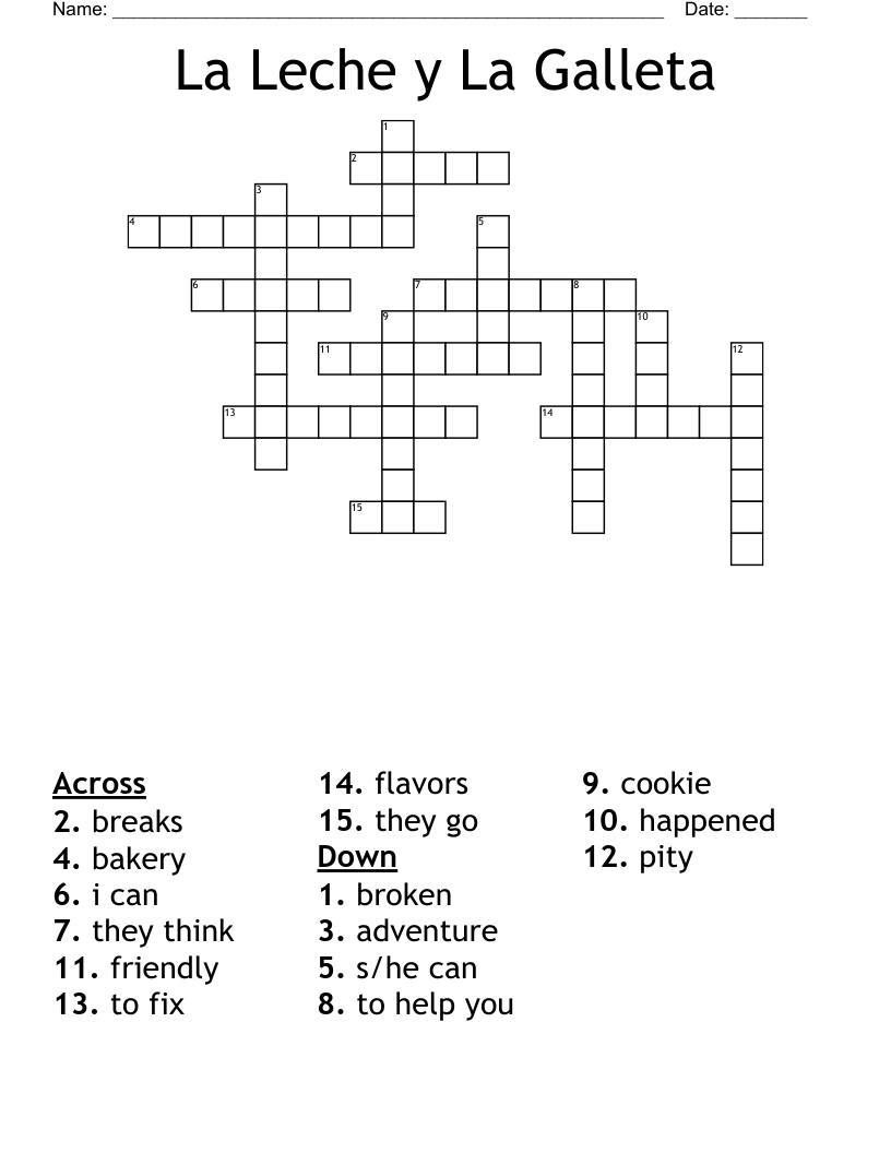La Leche y La Galleta Crossword
