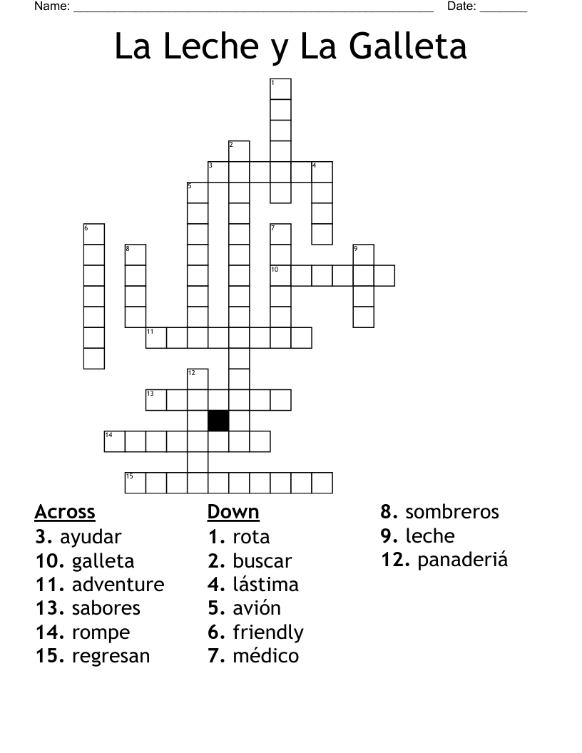 La Leche y La Galleta Crossword