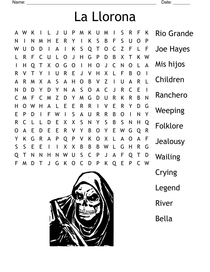 La Llorona Word Search