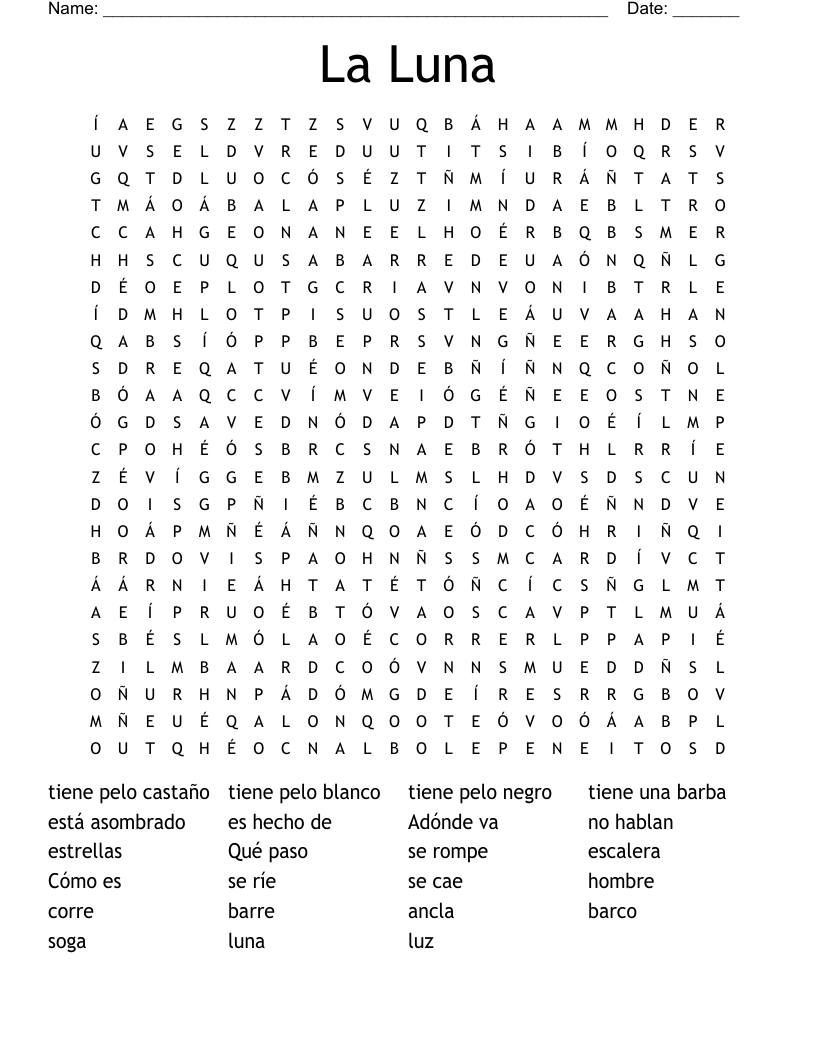 La Luna Word Search