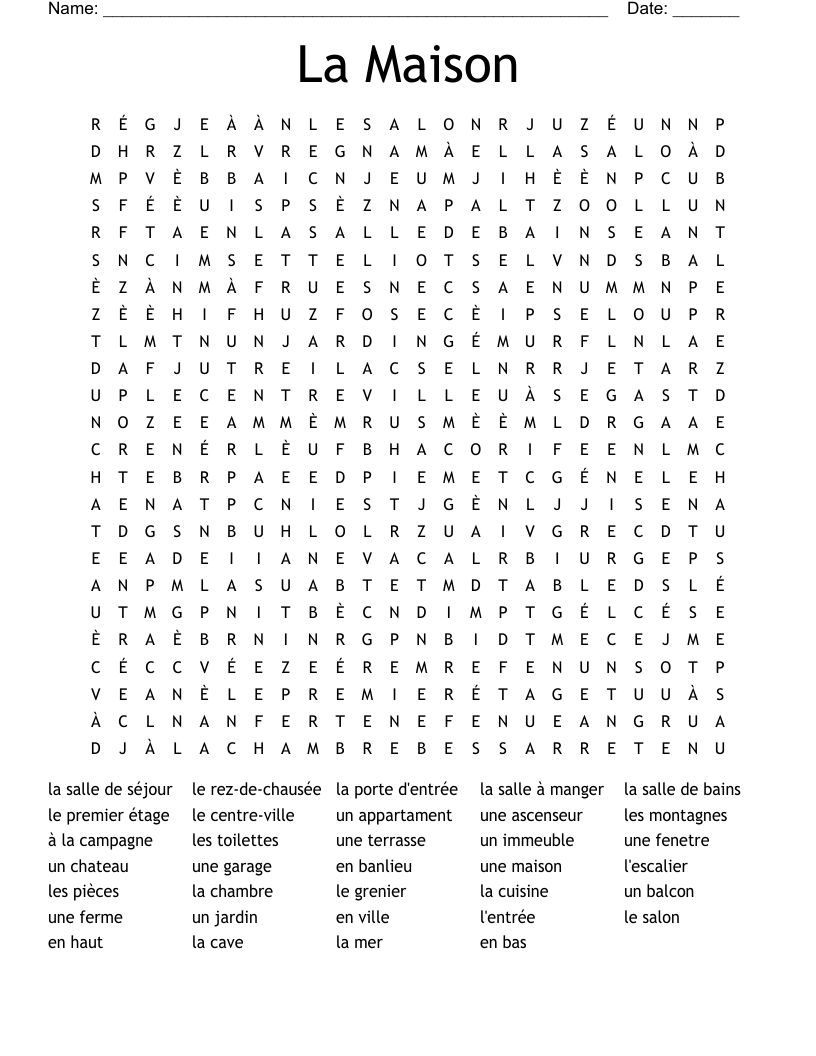La Maison Word Search