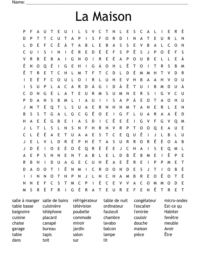 La Maison Word Search