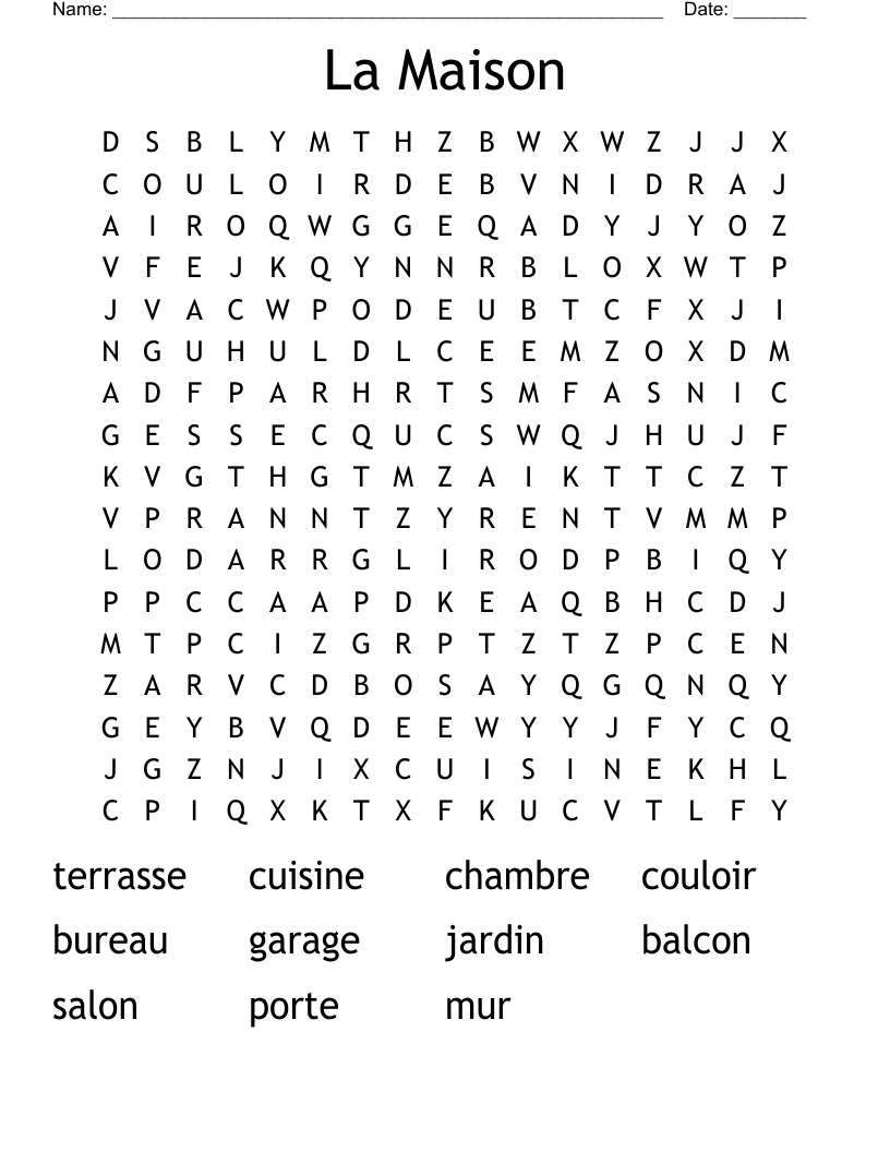 La Maison Word Search
