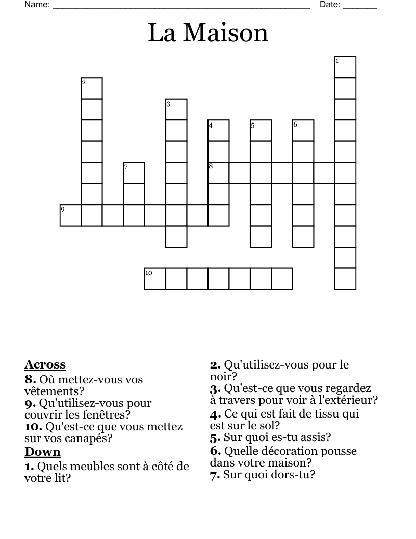 La Maison  Crossword