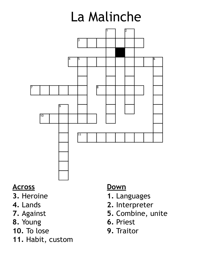 La Malinche Crossword
