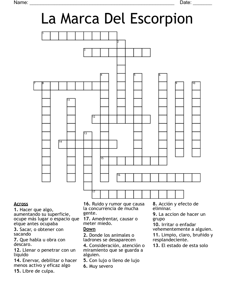 La Marca Del Escorpion Crossword