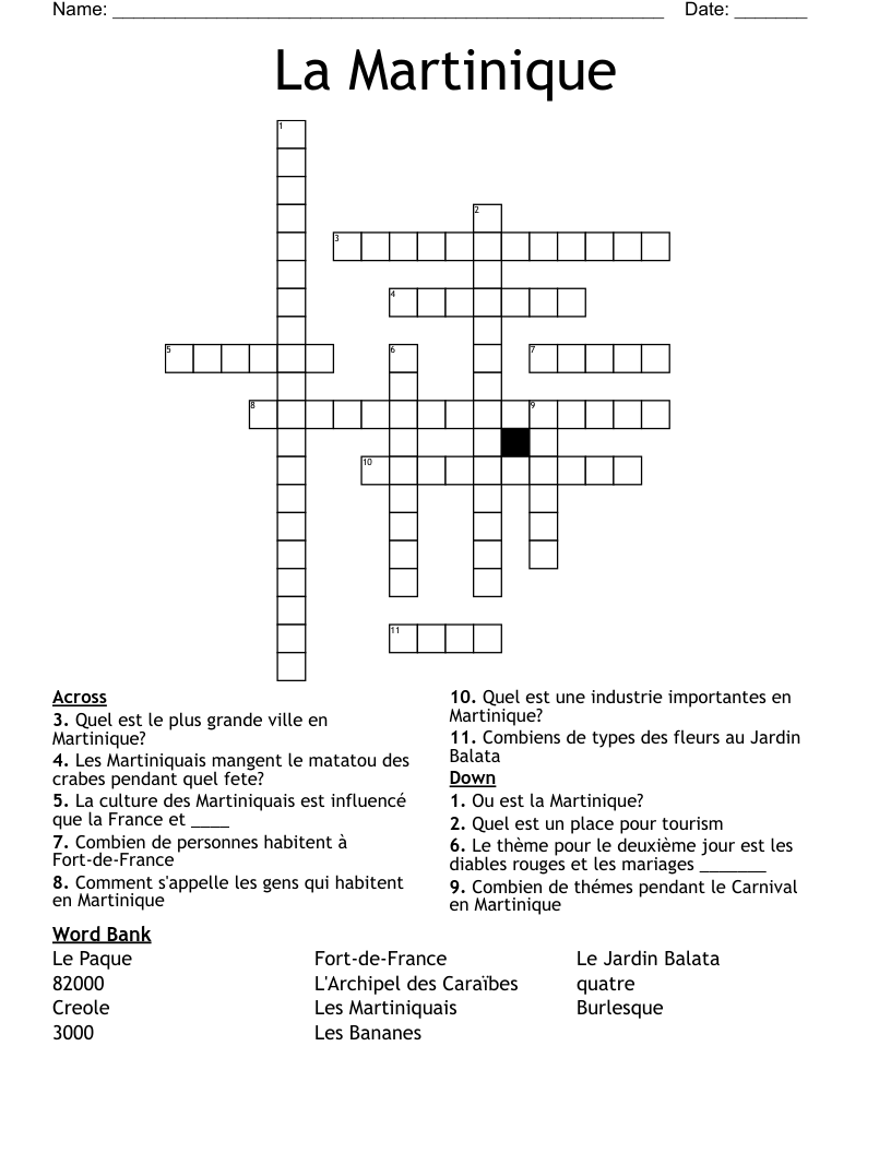 La Martinique Crossword