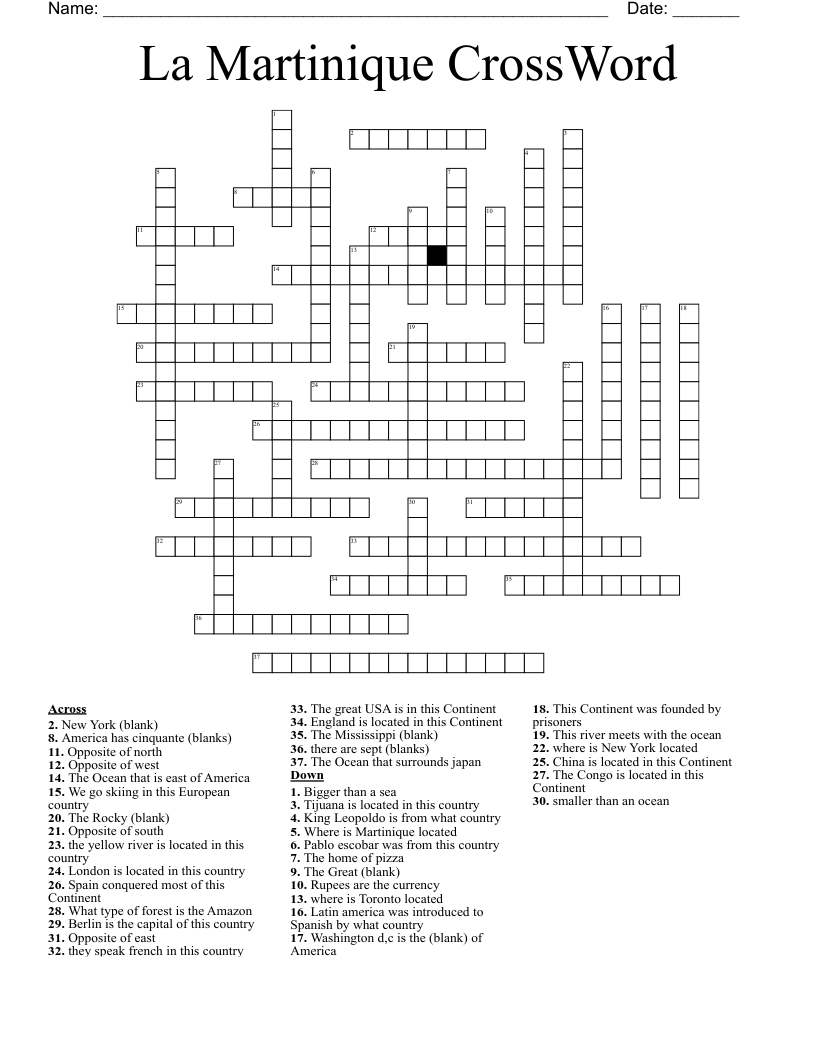 La Martinique CrossWord